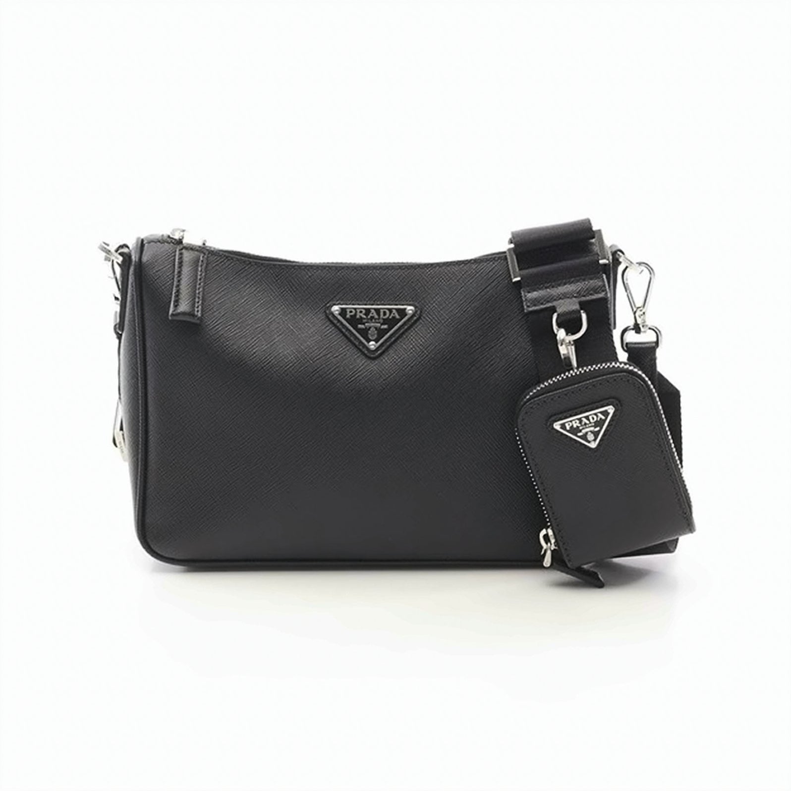 Textured Calf Leather Shoulder Bag with Detachable Strap