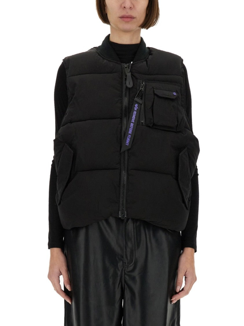 Puffy Sleeveless Vest With High Collar