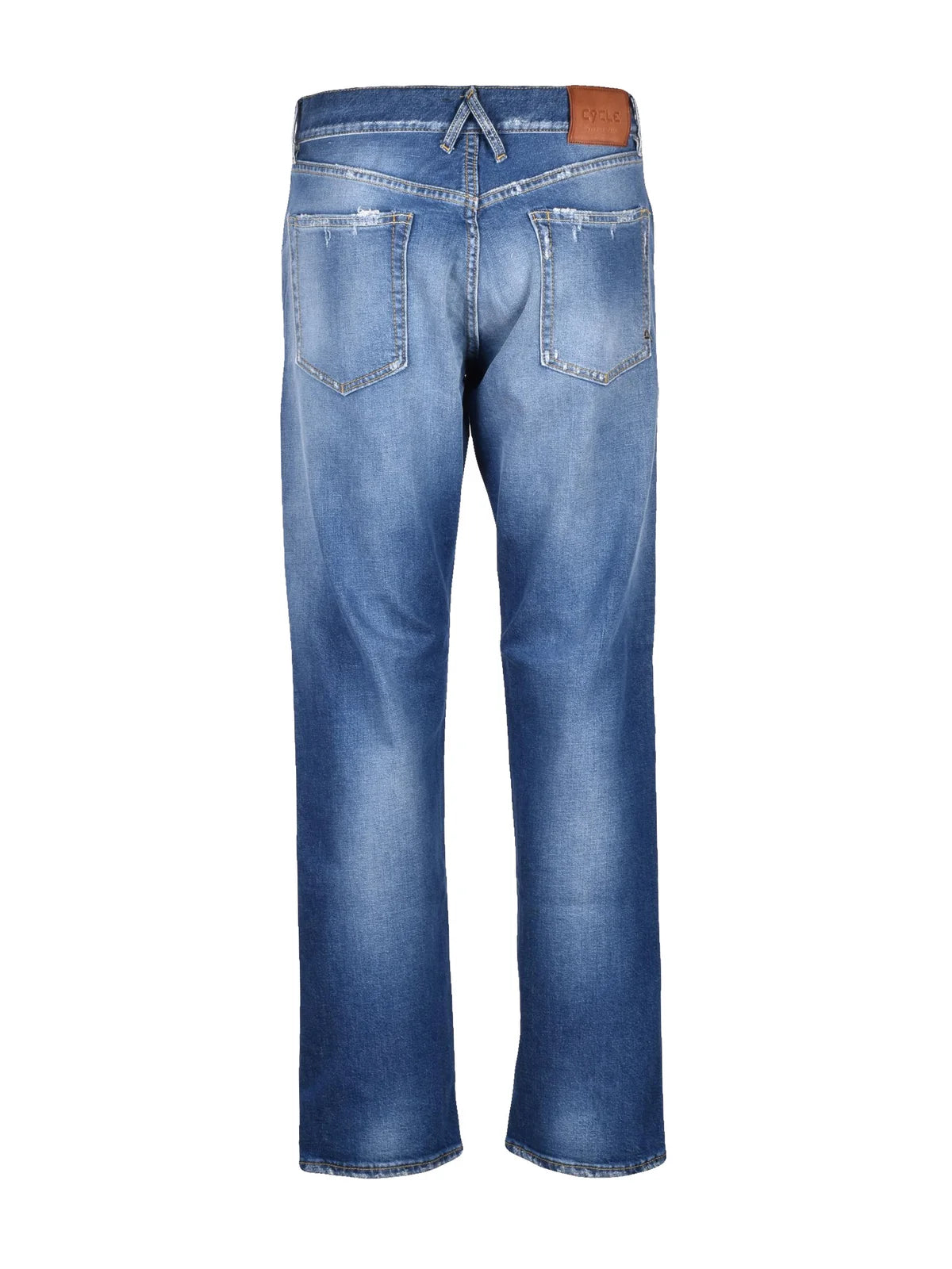 Brown White Standard Regular Straight Cotton Elastane Jeans