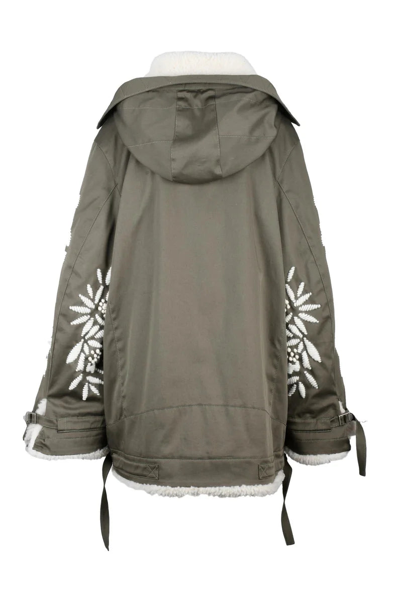 Canvas Parka Wool Embroidery - Green