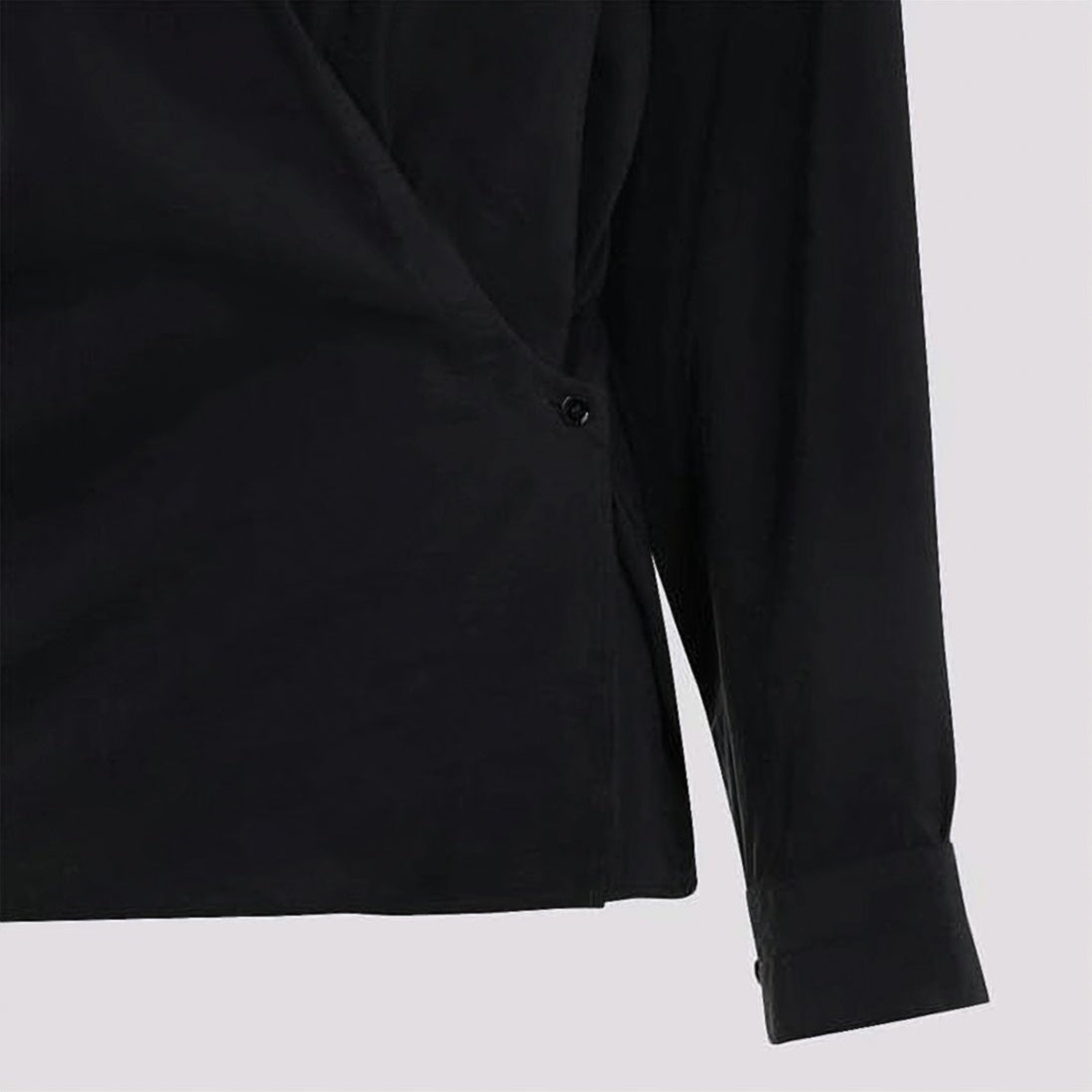 Twisted Front Black Silk And Polyamide Shirt