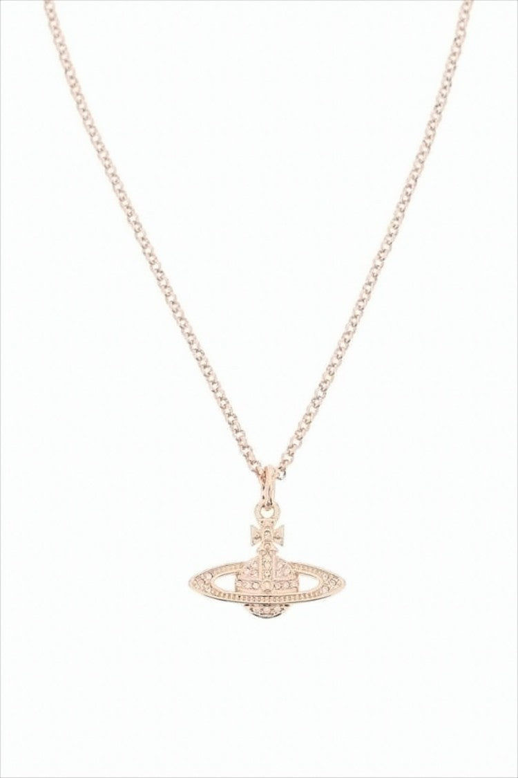 Gold Pendant Necklace With Orb And Cross Charm
