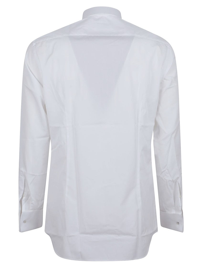 Classic White Cotton Shirt With Structured Collar