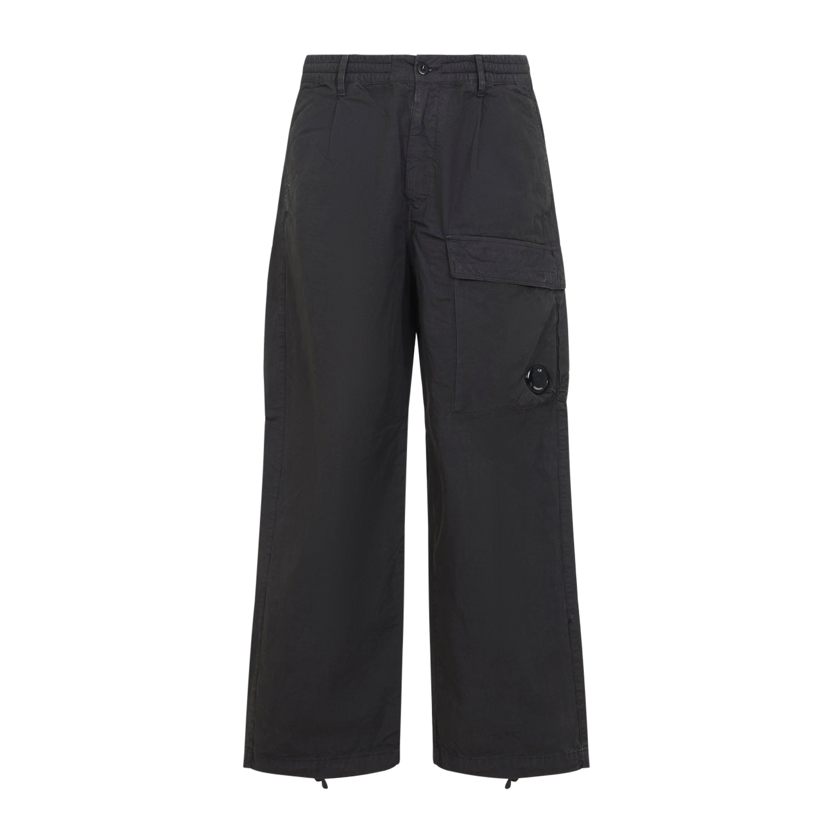 Cotton Trousers with Modern Fit and Circular Lens Detail