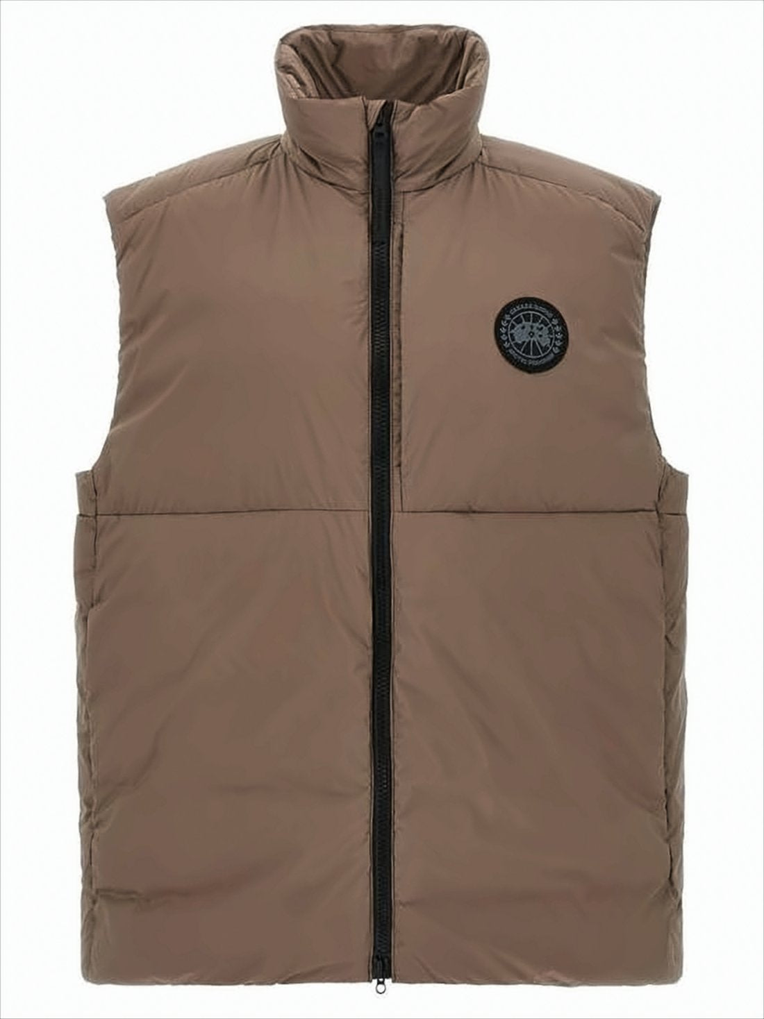 High-Collared Sleeveless Padded Vest With Concealed Pockets