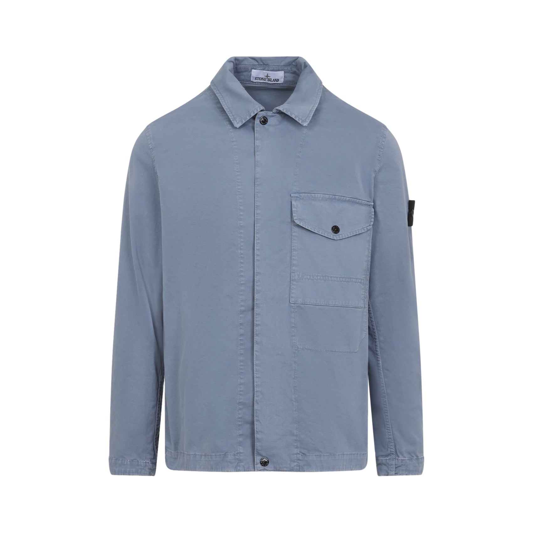 Relaxed Fit Blue Cotton Blend Shirt