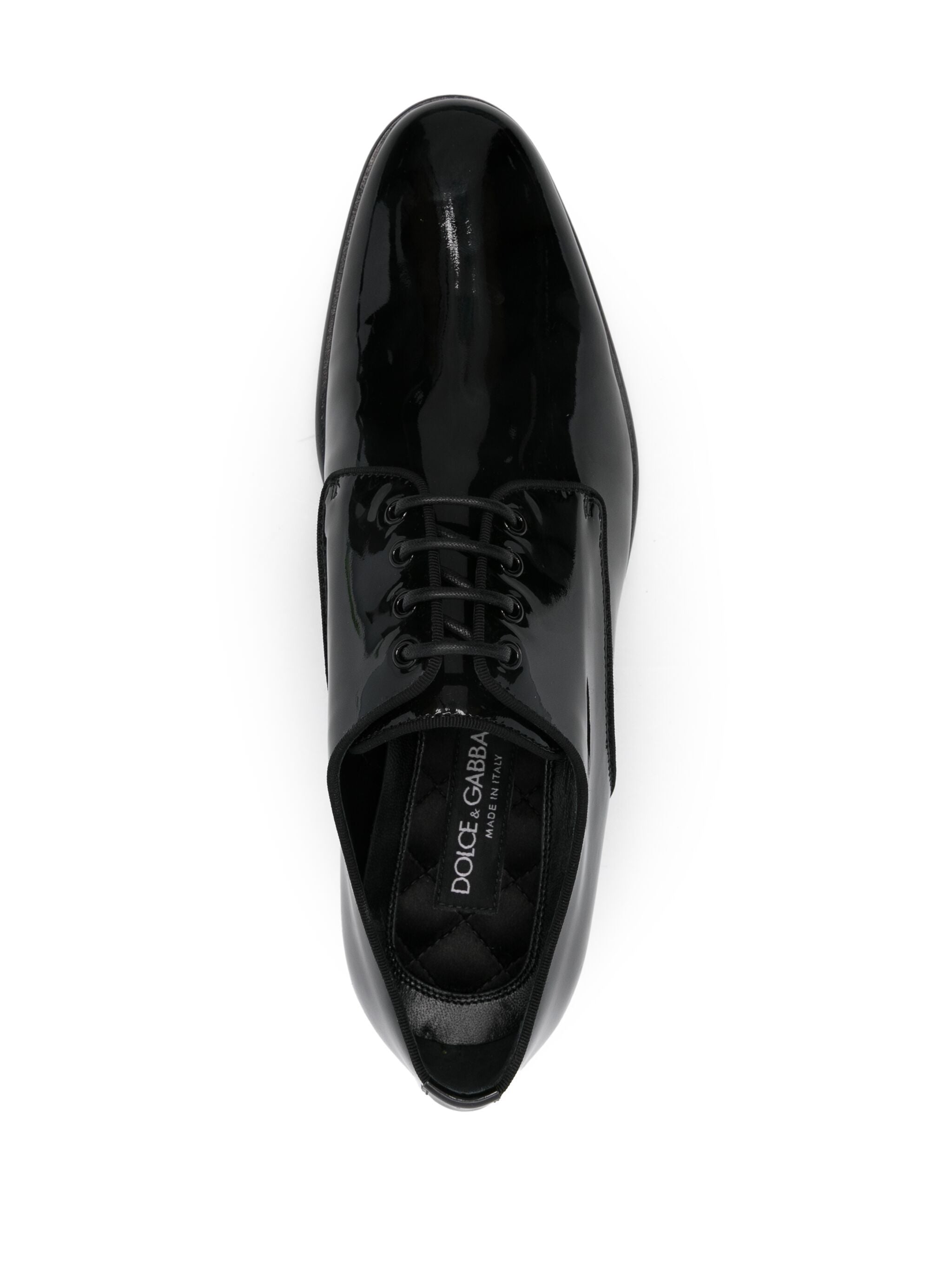 Polished Lacquered Leather Gros-Grain Derby Shoes