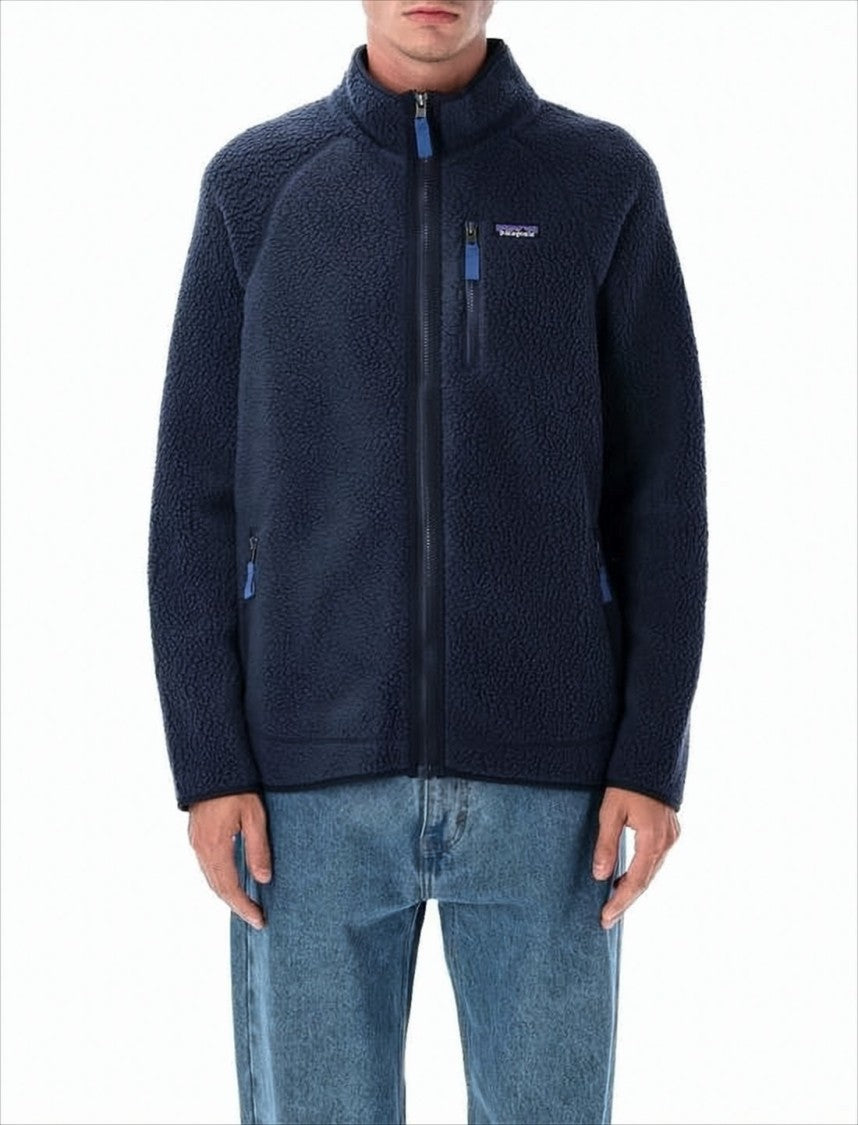 Textured Fleece Casual Jacket With Stand Collar