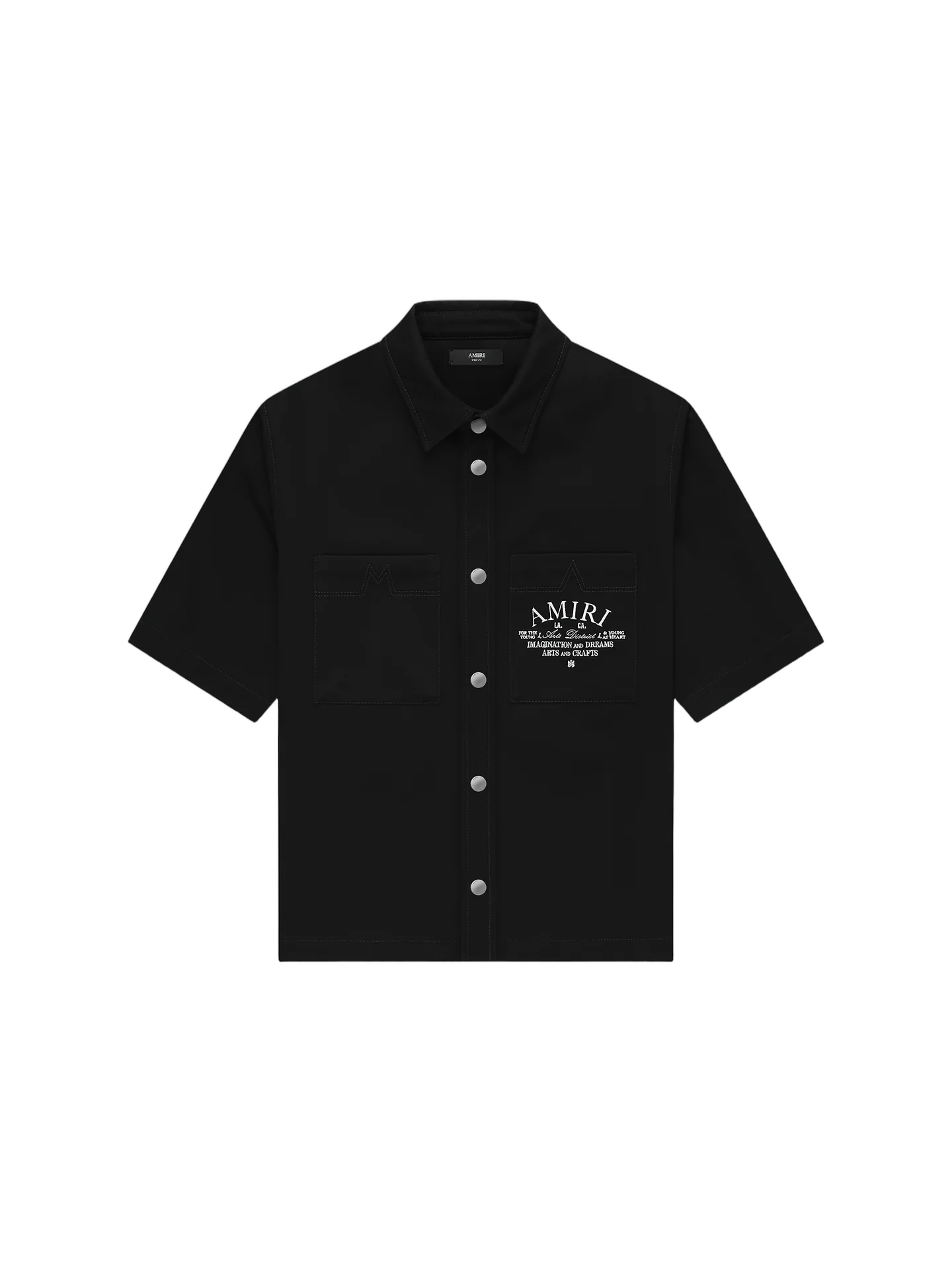Cropped Short-Sleeved Shirt with Front Snap Closure and Signature Logo