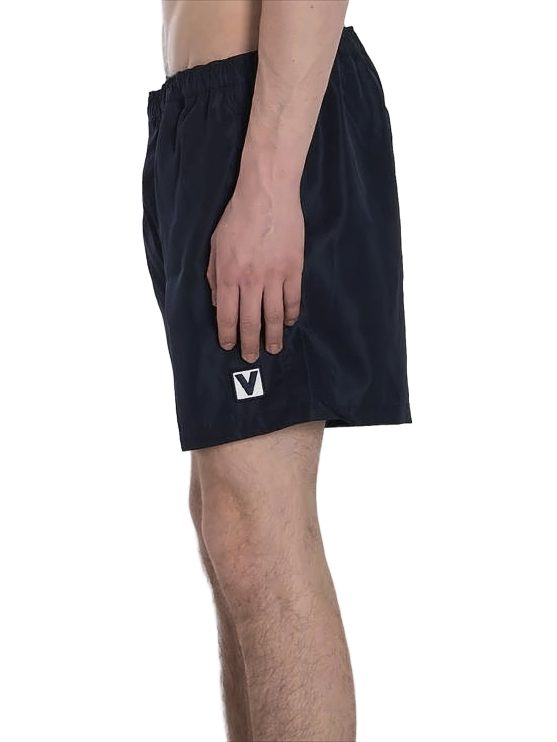 Blue Nylon Shorts with Elastic Waistband
