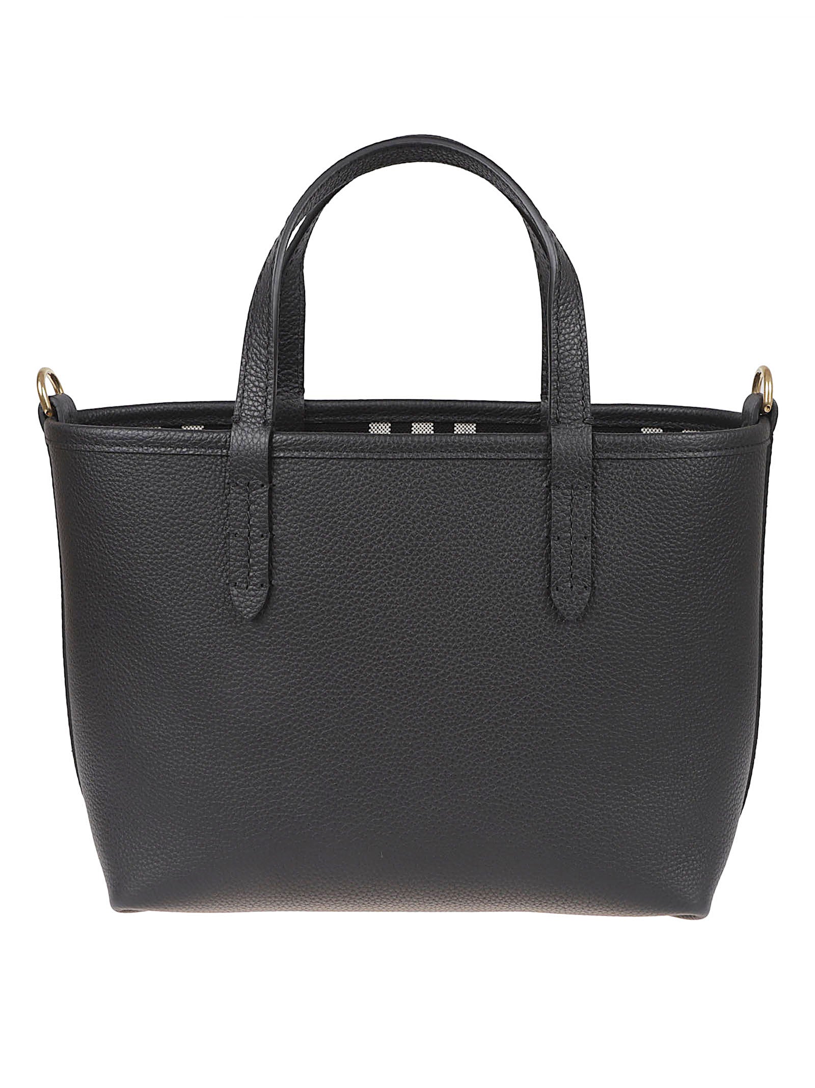 Reversible Handheld Bag in Textured Calf Leather