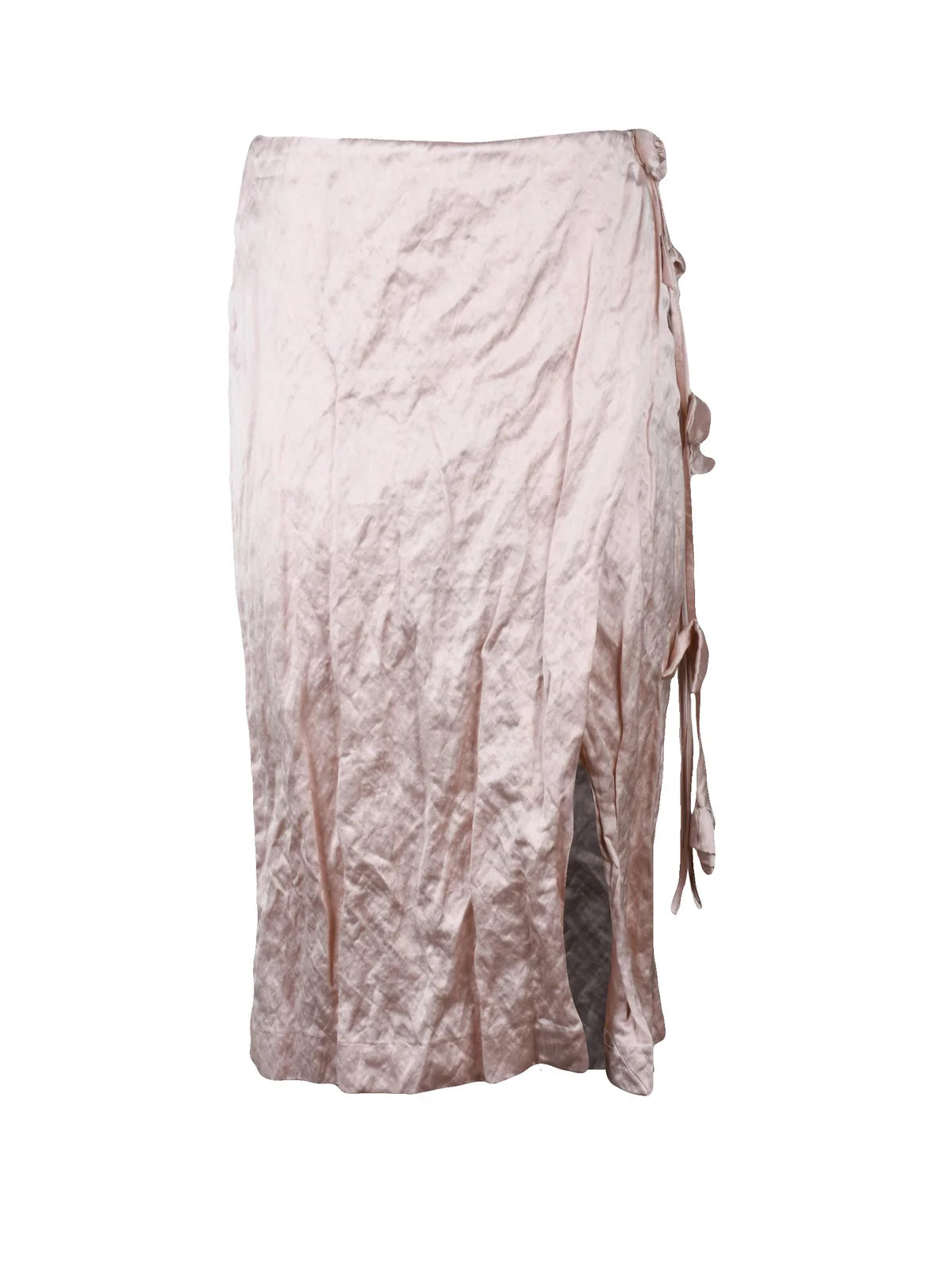 Satin Midi Skirt with Crinkled Texture