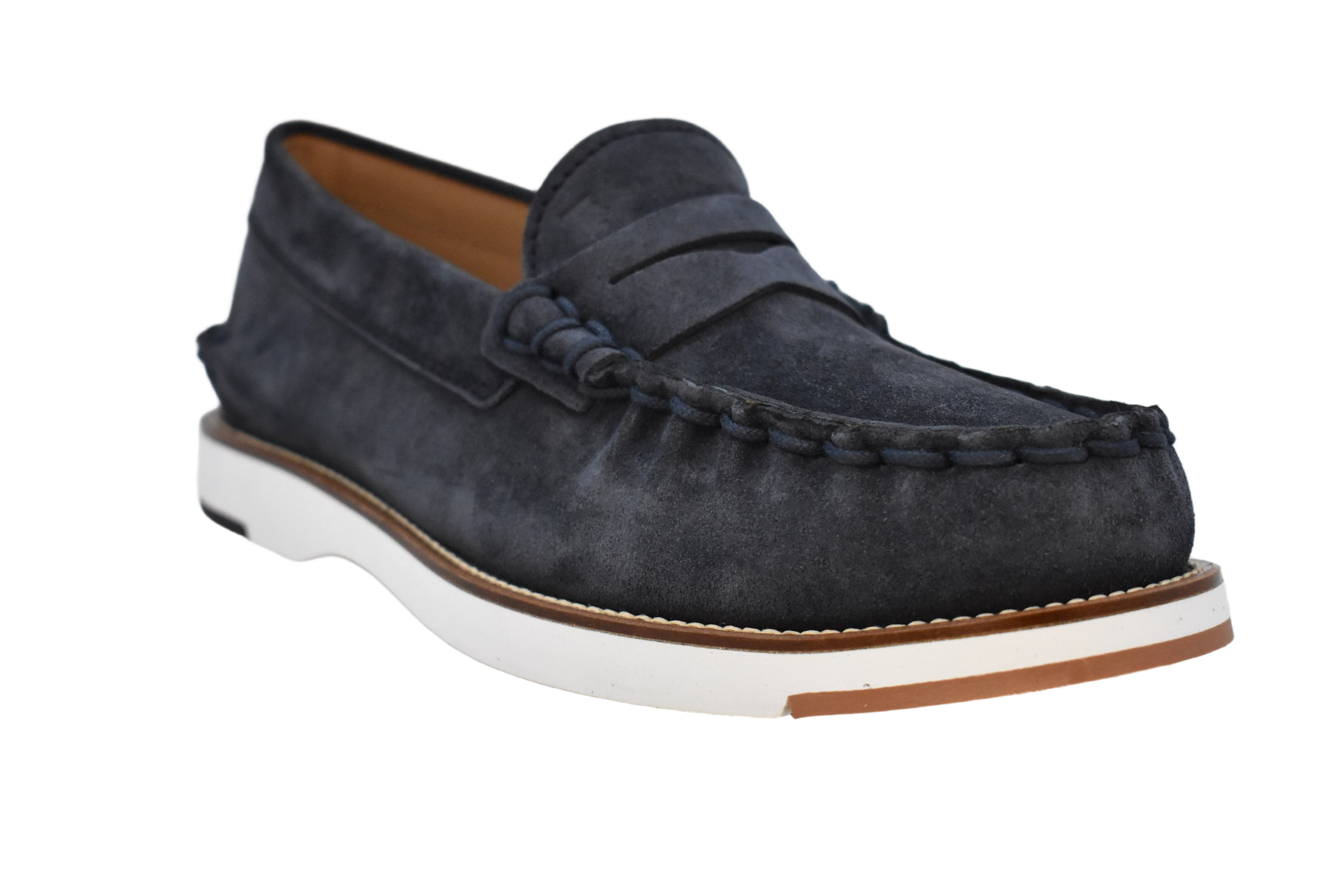 Moccasin-Inspired Blue Flat Shoes