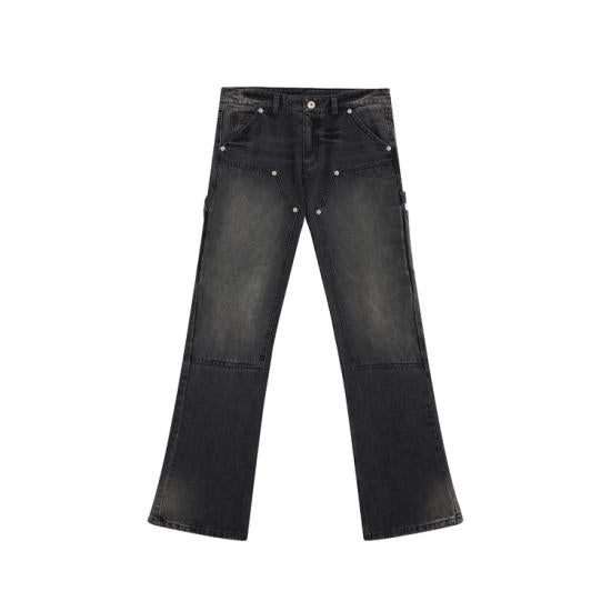 High-Waisted Washed Black Denim Pants