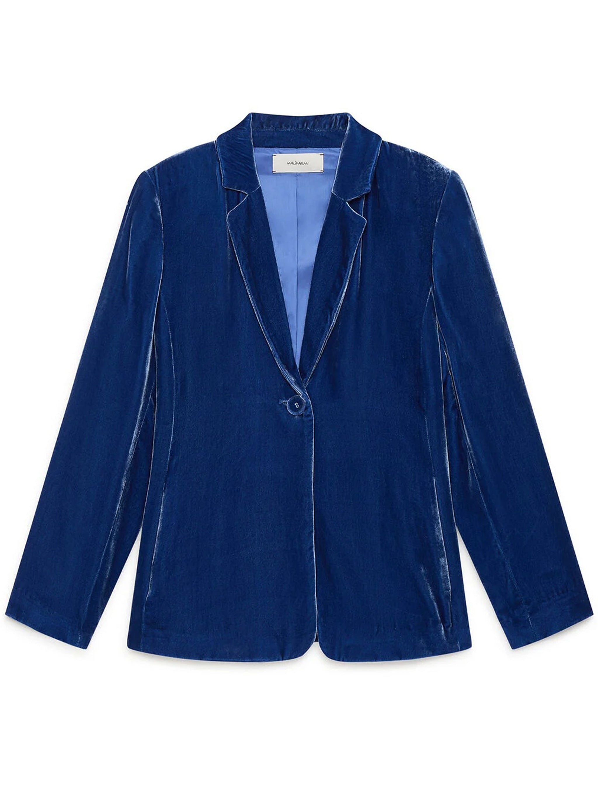 Blue Velvety Tailored Viscose Jacket