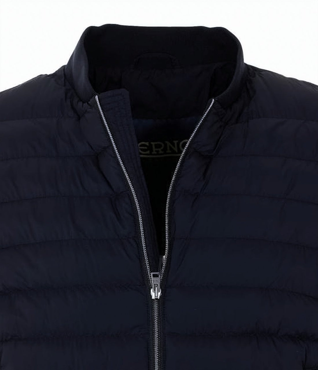 Quilted Blue Padded Jacket With Functional Details