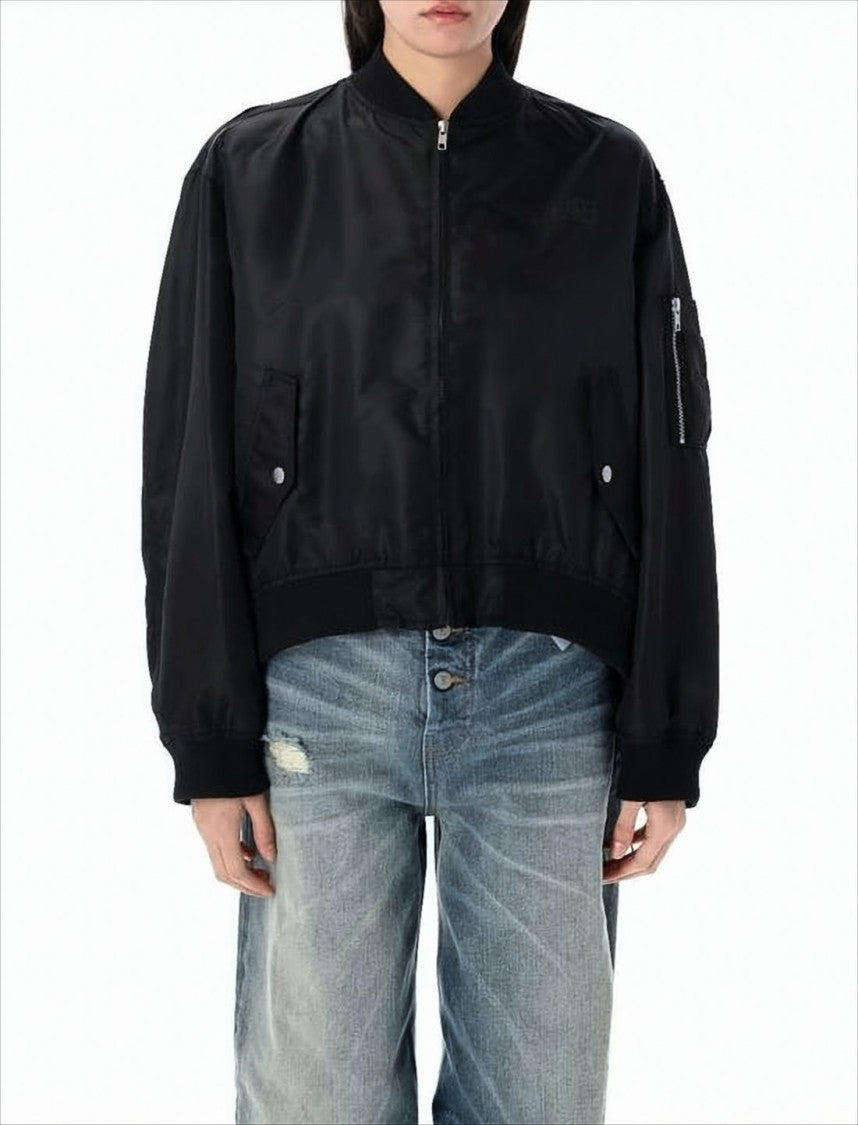 Cropped Boxy Jacket with Shiny Polyamide Exterior