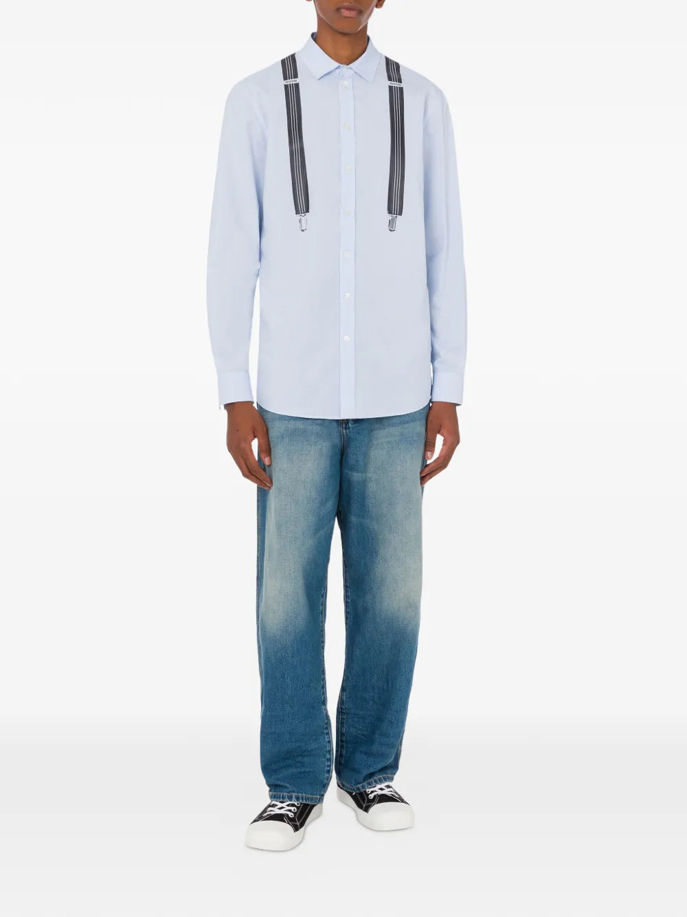 Button-Down Shirt With Playful Suspenders Detail