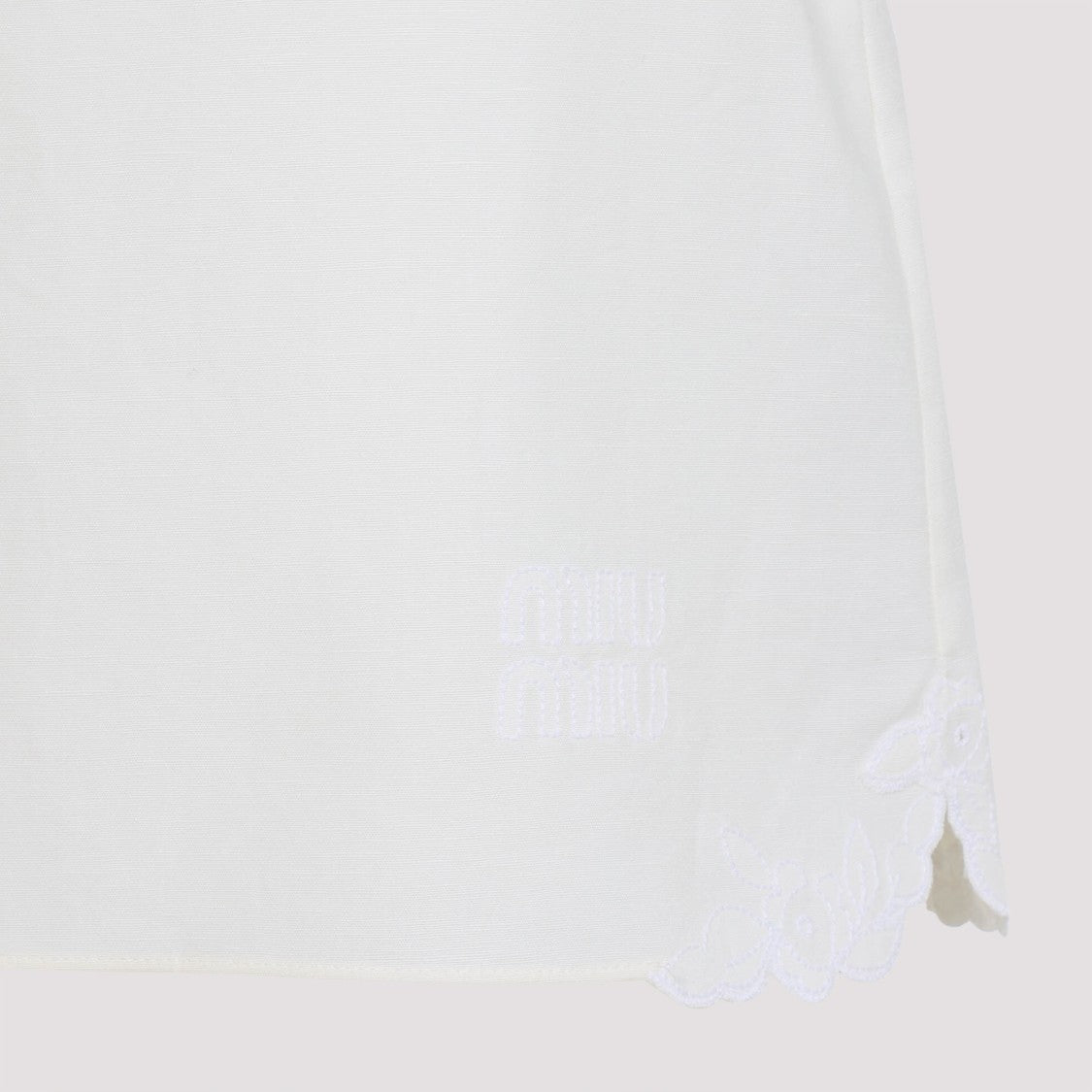 Linen-Cotton Blend Skirt With Embroidered Hem Detail