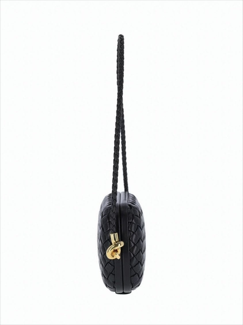 Woven Texture Shoulder Bag with Braided Strap and Gold-tone Hardware