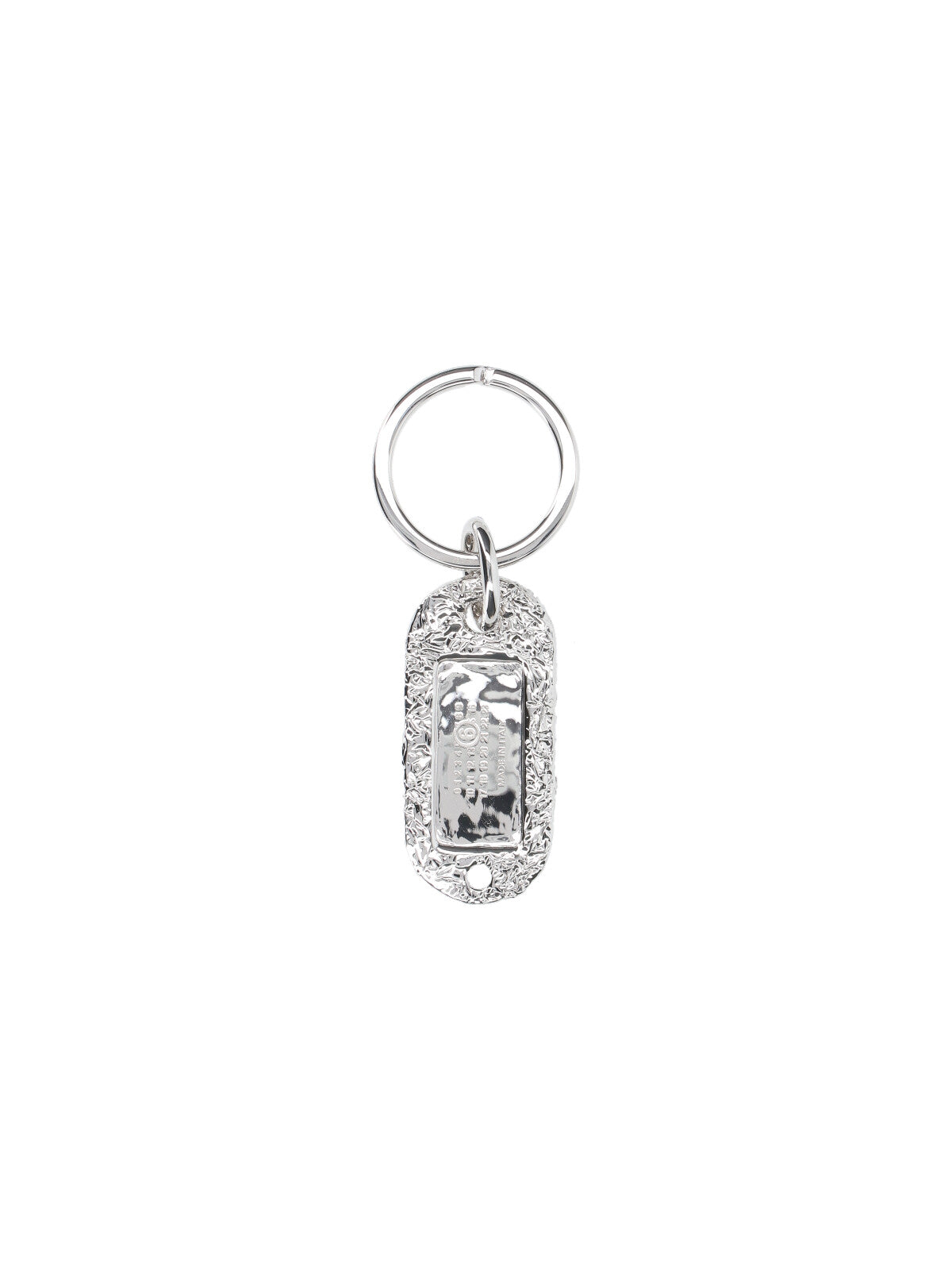 Textured Silver-Plated Brass Keychain with Numeric Logo