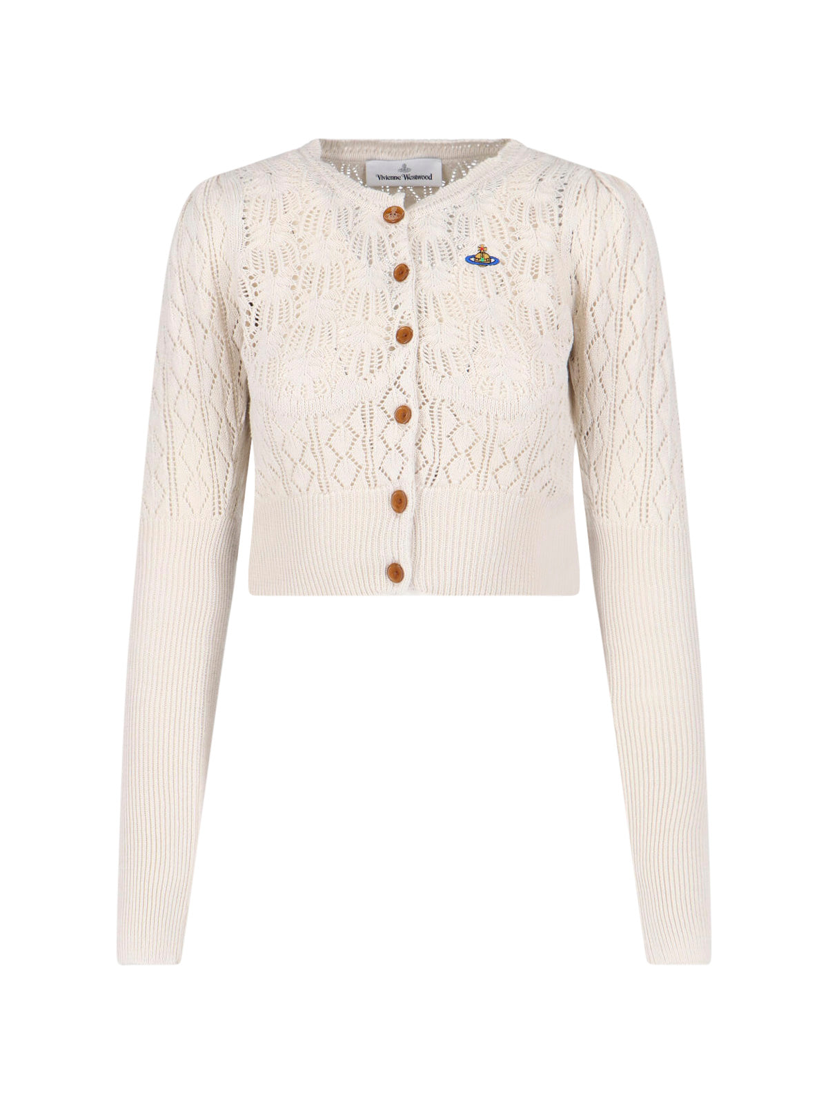 Cream Ella Pointelle Knit Cotton Cardigan