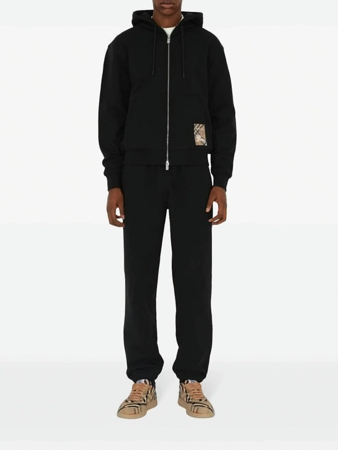 Zip-Up Black Cotton Hoodie
