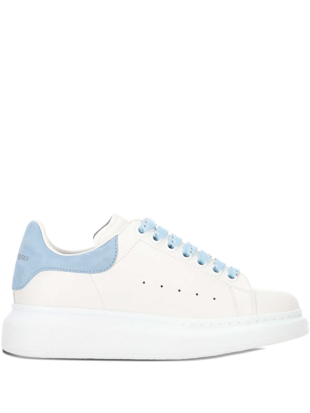 White Leather Sneakers with Blue Suede Accents