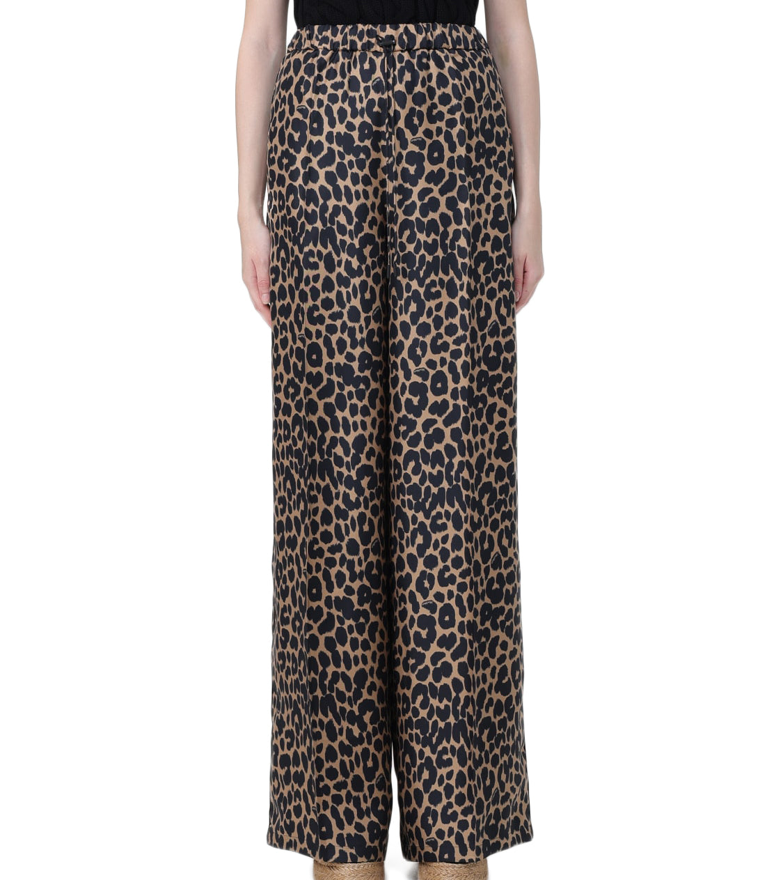 Wide-Leg Palazzo Pants with Bold Leopard Print