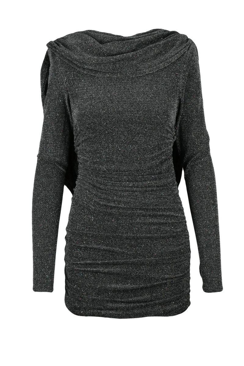 Mini Lurex Jersey Dress - Silver