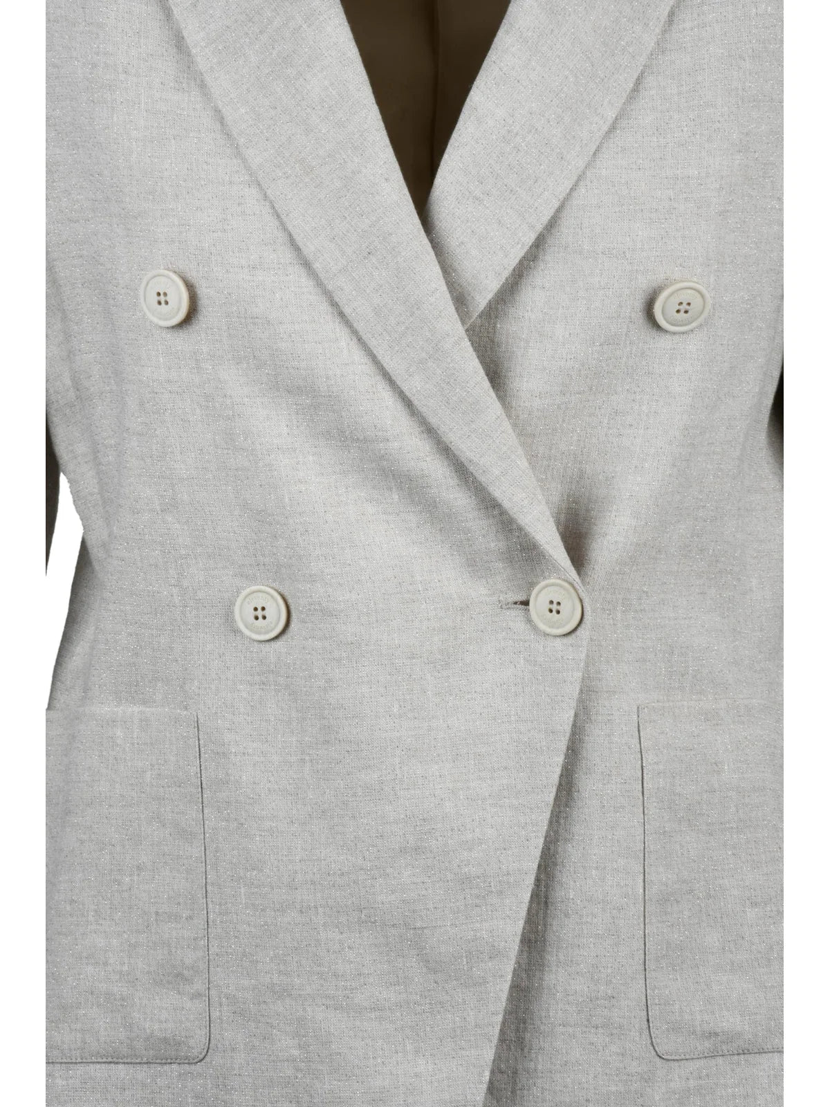 White Double-Breasted Linen Viscose Jacket