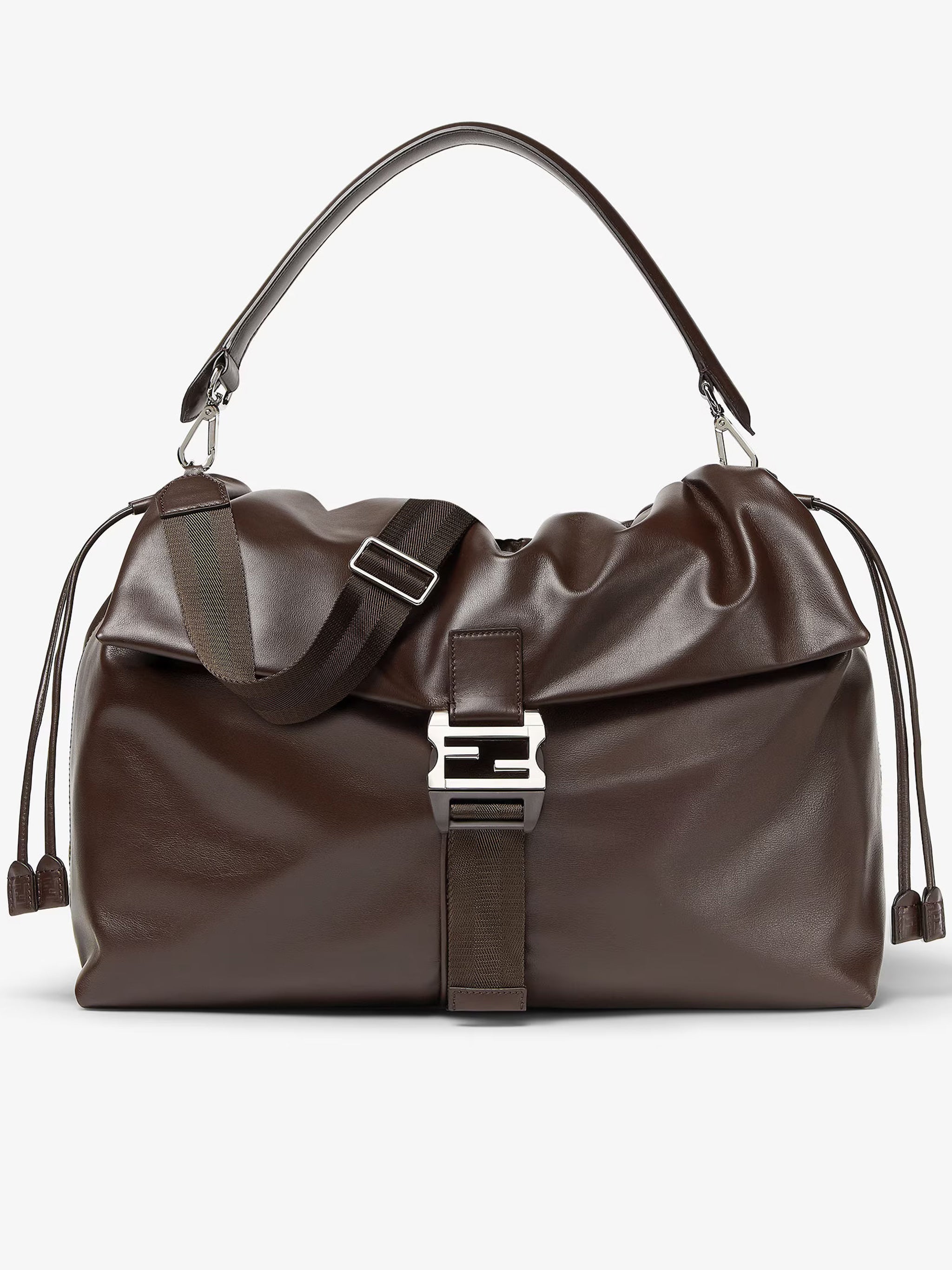 Mamma Baguette Ruched Brown Leather Bag