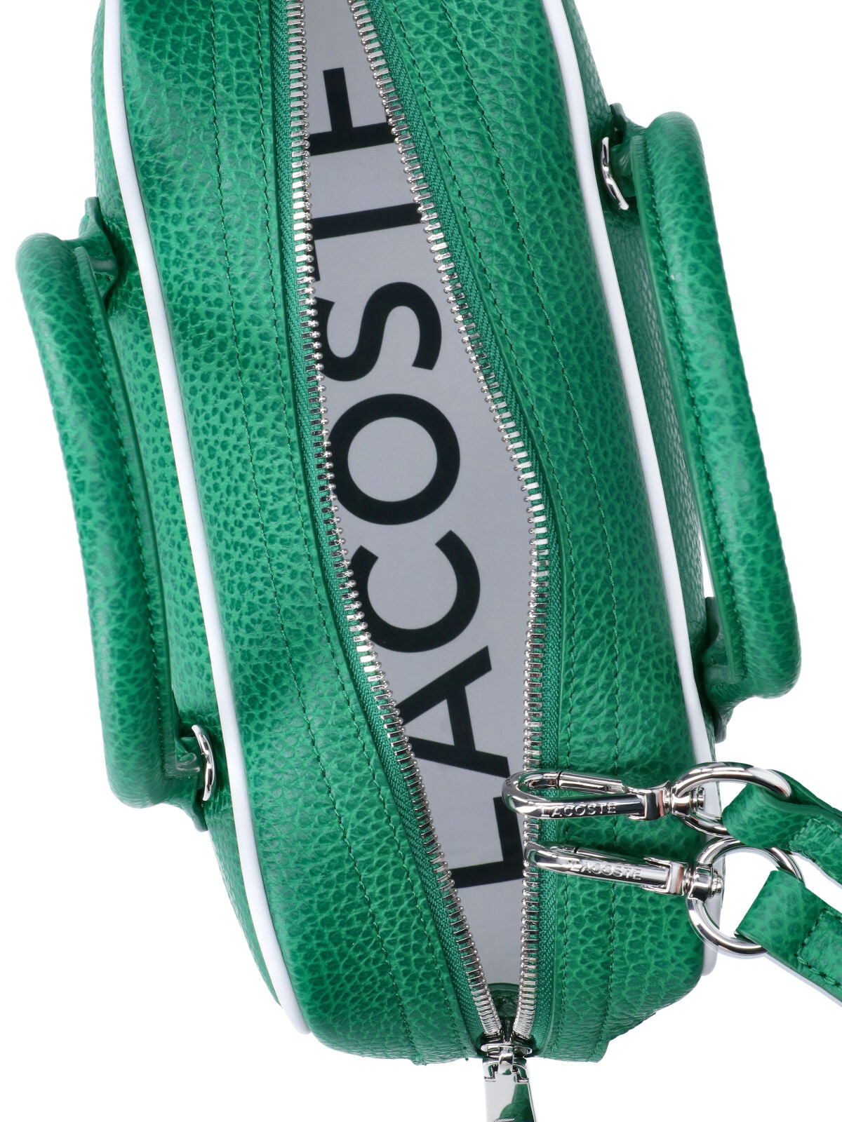 Green Textured Leather Rectangular Shoulder Bag