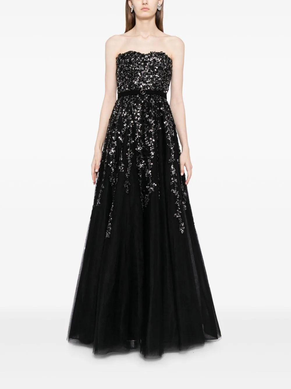 Tulle Stapless Dress With A Dotted Beading