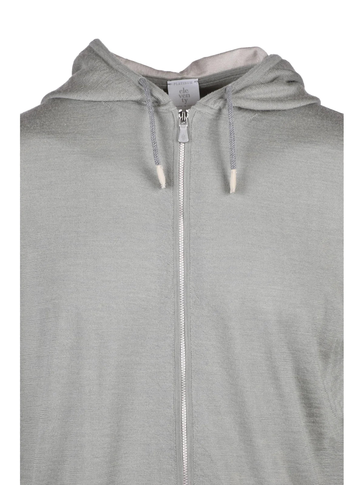 Sage Green Wool Silk Zip Knit Sweatshirt