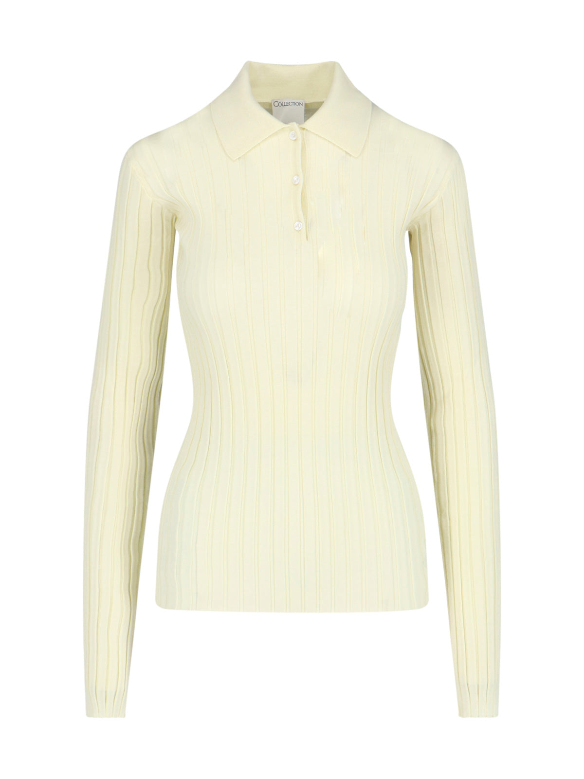 Ribbed Knit Sweater with Classic Collar