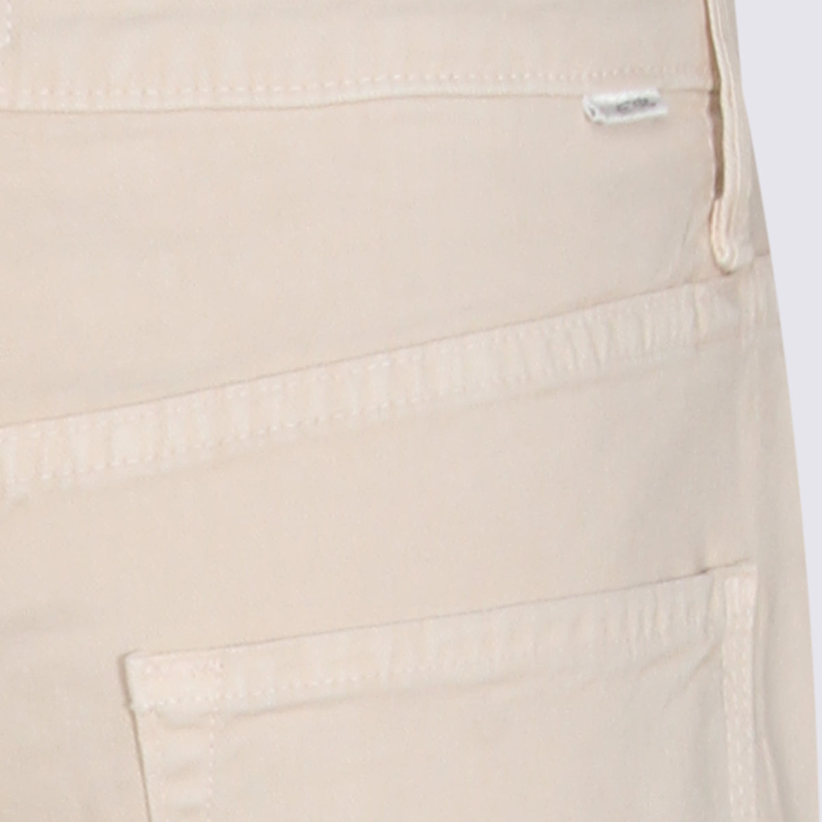 High Waist Beige Cotton Straight-Leg Jeans