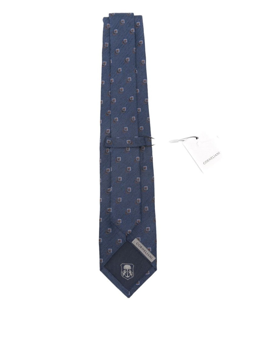 Silk Blue Tie With Subtle Herringbone