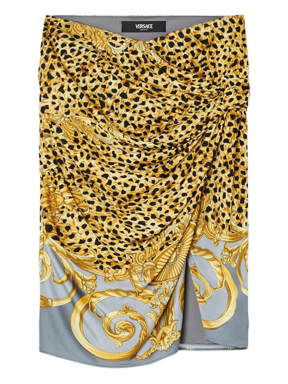 Grey Cheetah Print Midi Skirt