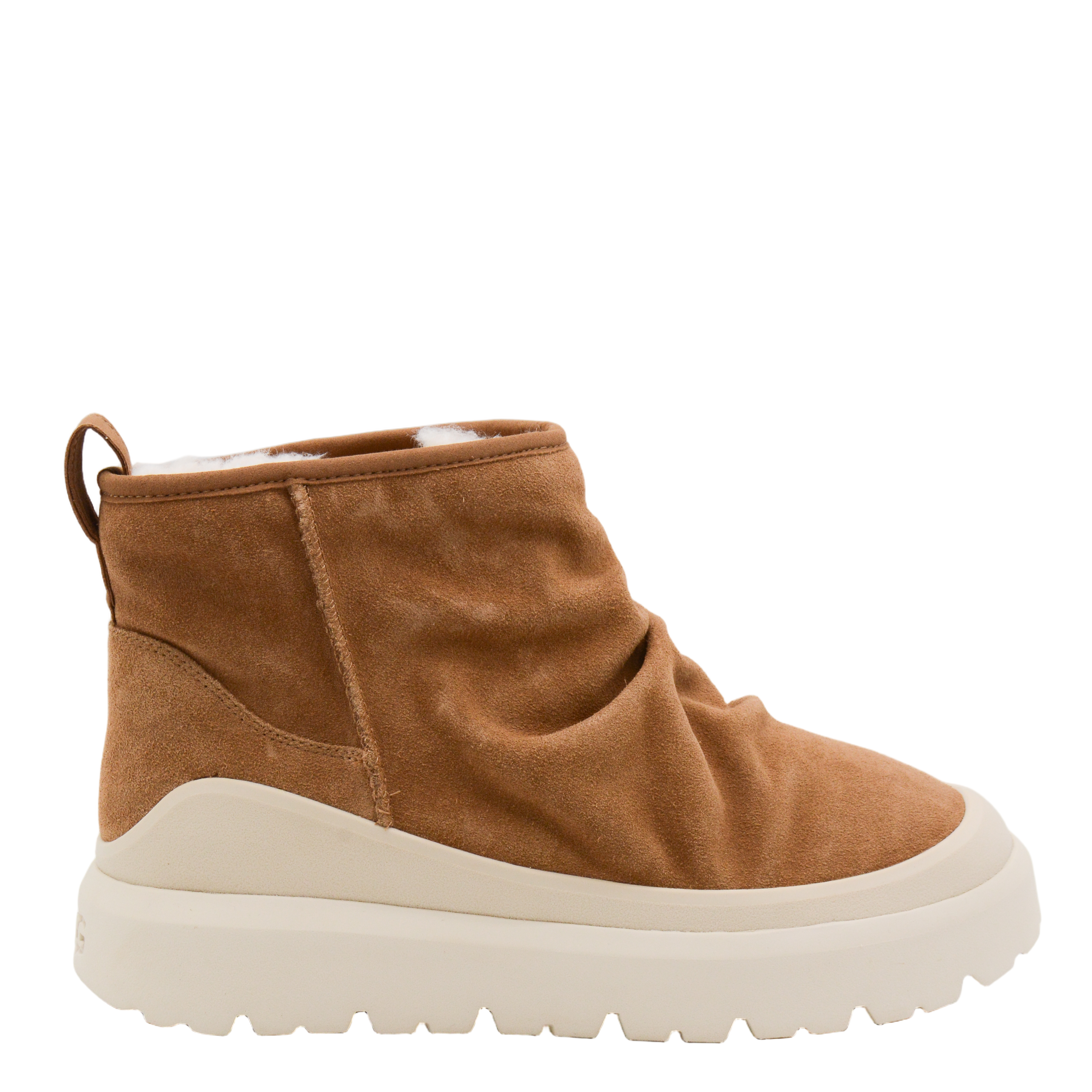 Ruched Suede Boots with Off-White Sole