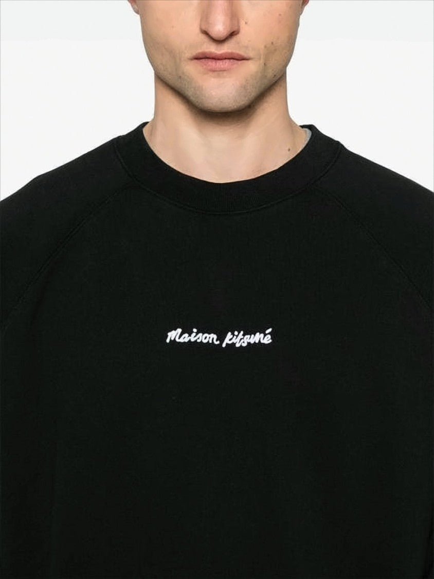 Black Long-Sleeve Sweatshirt with Embroidered Logo