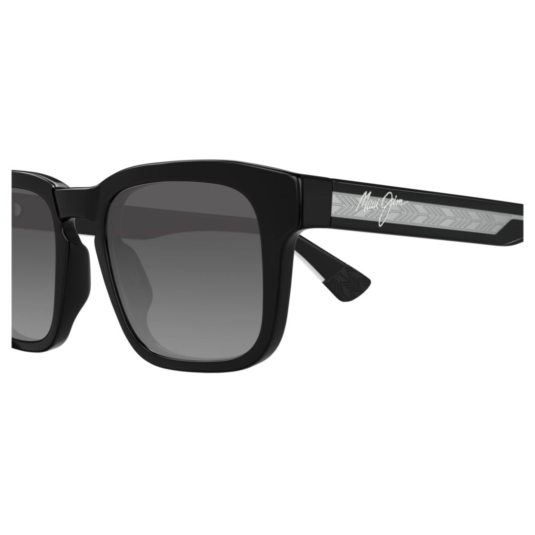Maluhia Bold Rectangular Black Sunglasses with Gradient Grey Lenses