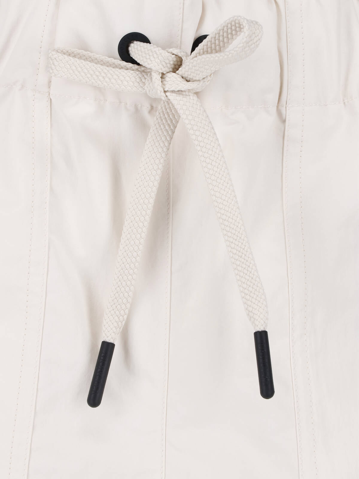 Cream Drawstring Straight Leg Fabric Shorts