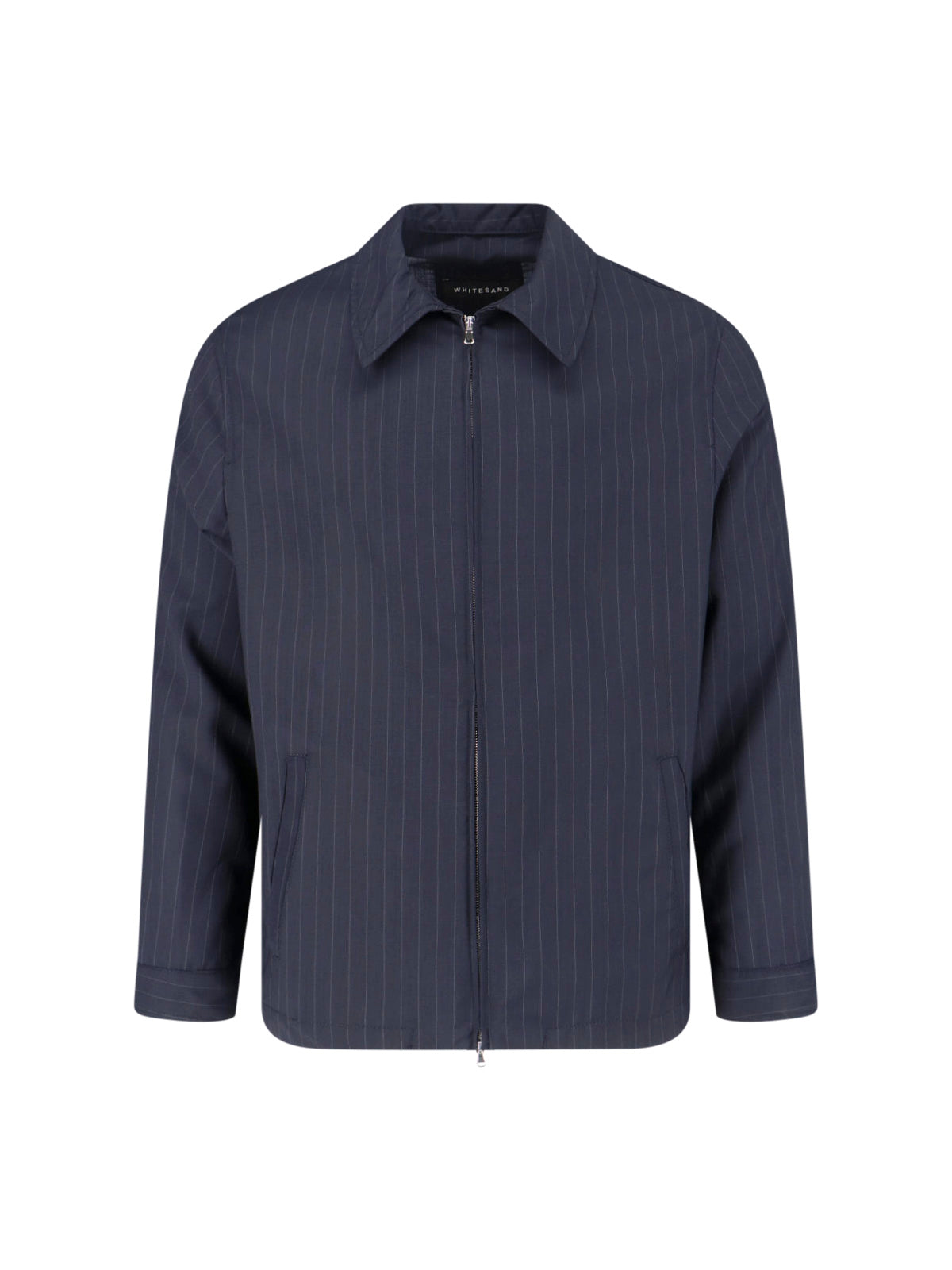 Black Pinstripe Virgin Wool Blend Jacket