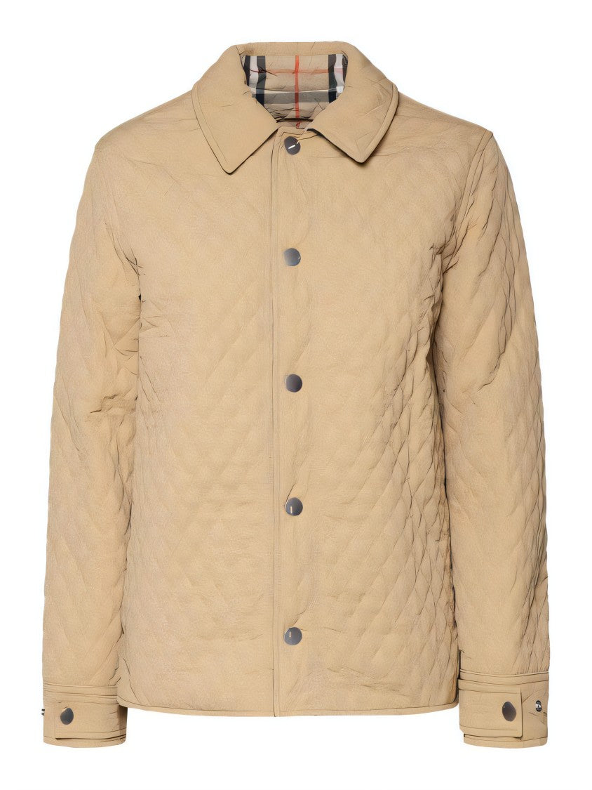 Classic Button-Up Quilted Jacket with Textured Pattern