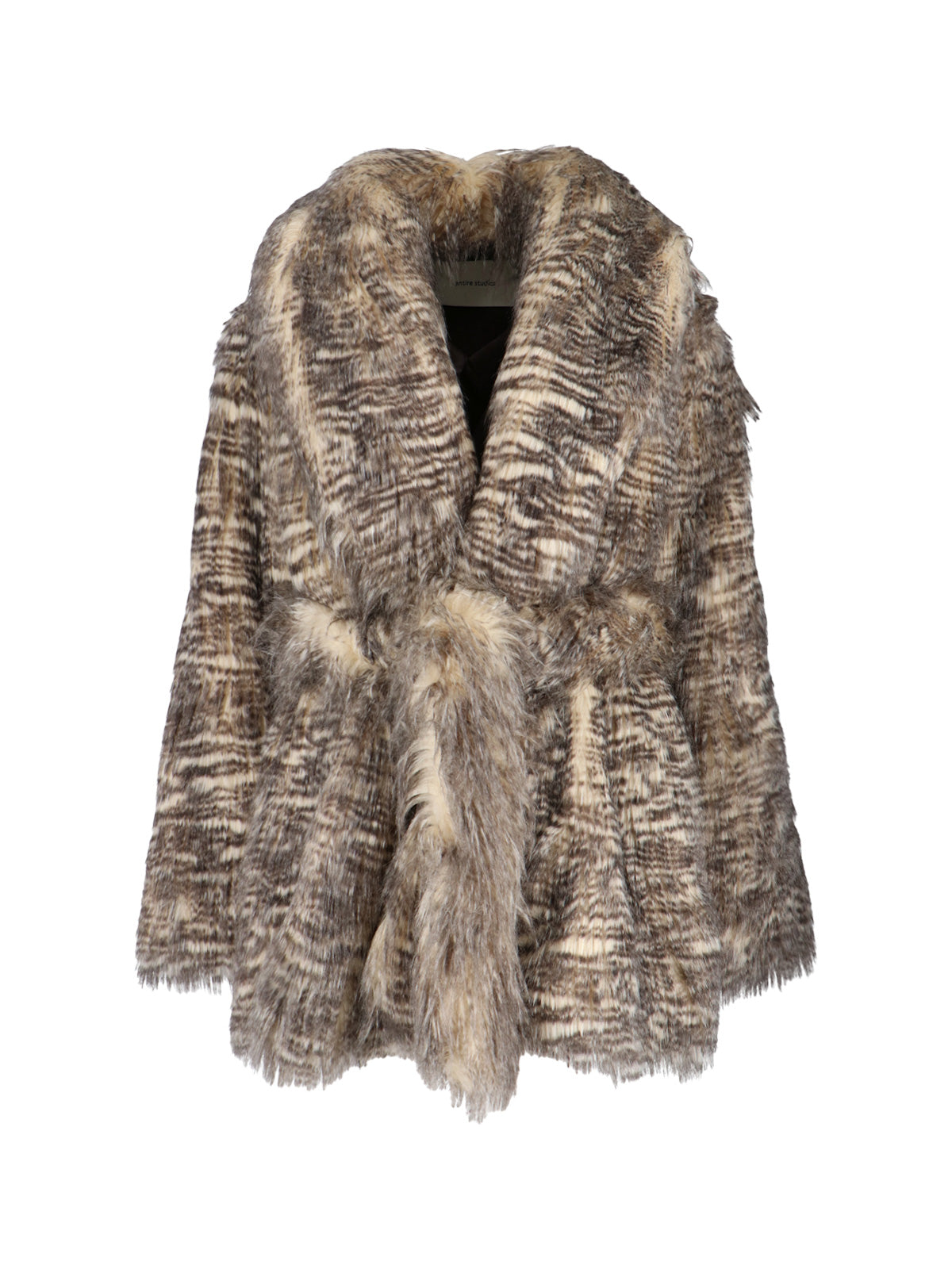 Textured Faux Fur Jacket With Striped Pattern