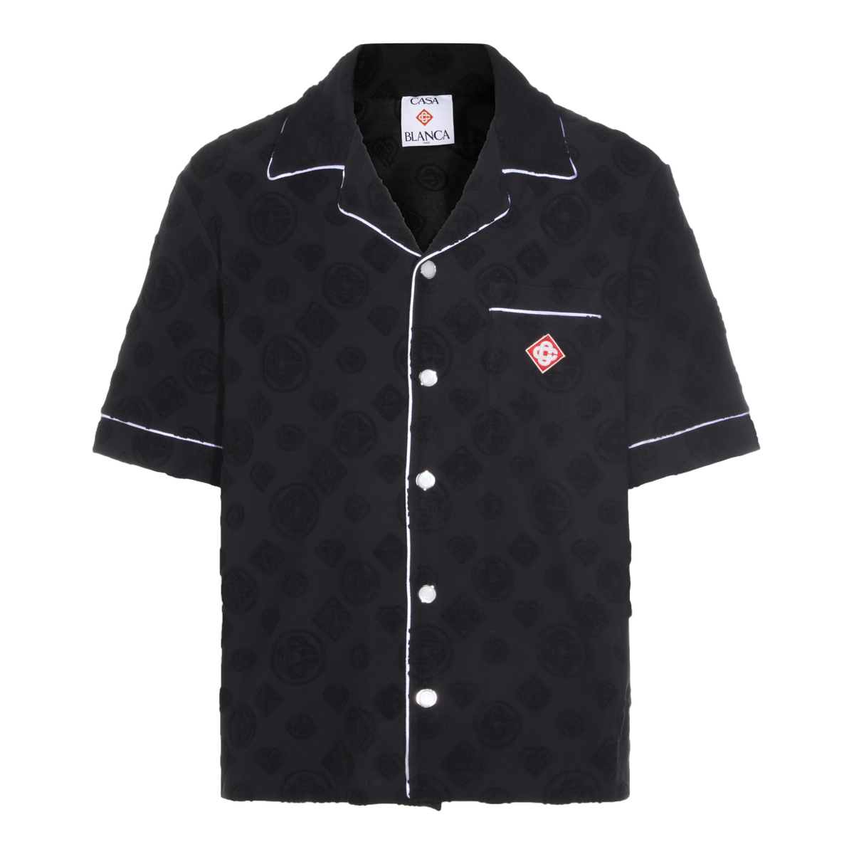 Short-Sleeve Classic Shirt with Tonal Patterns