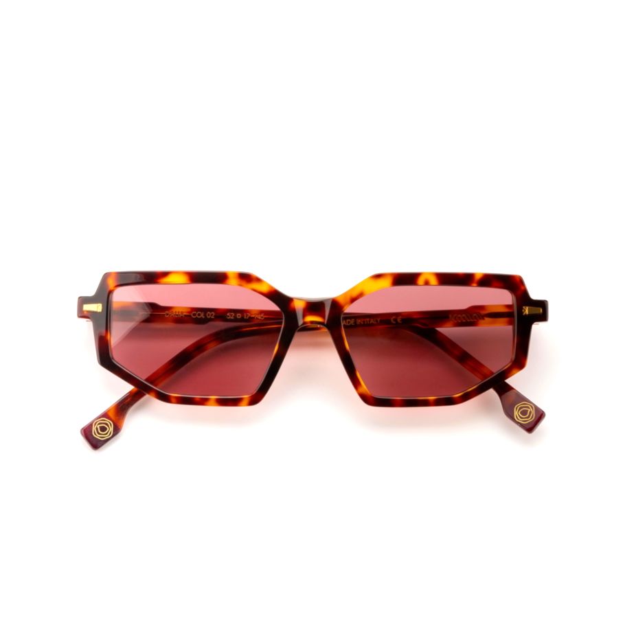 Dalia Geometric Tortoiseshell Sunglasses with Reddish Tinted Lenses