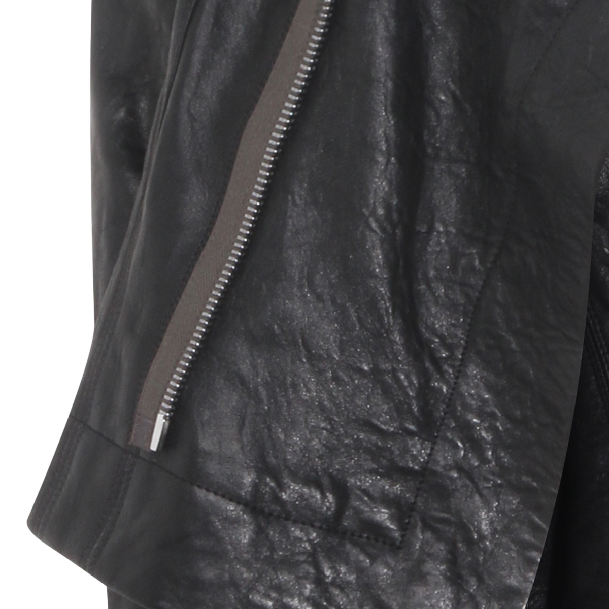 Asymmetrical Black Leather Jacket with Draped Collar