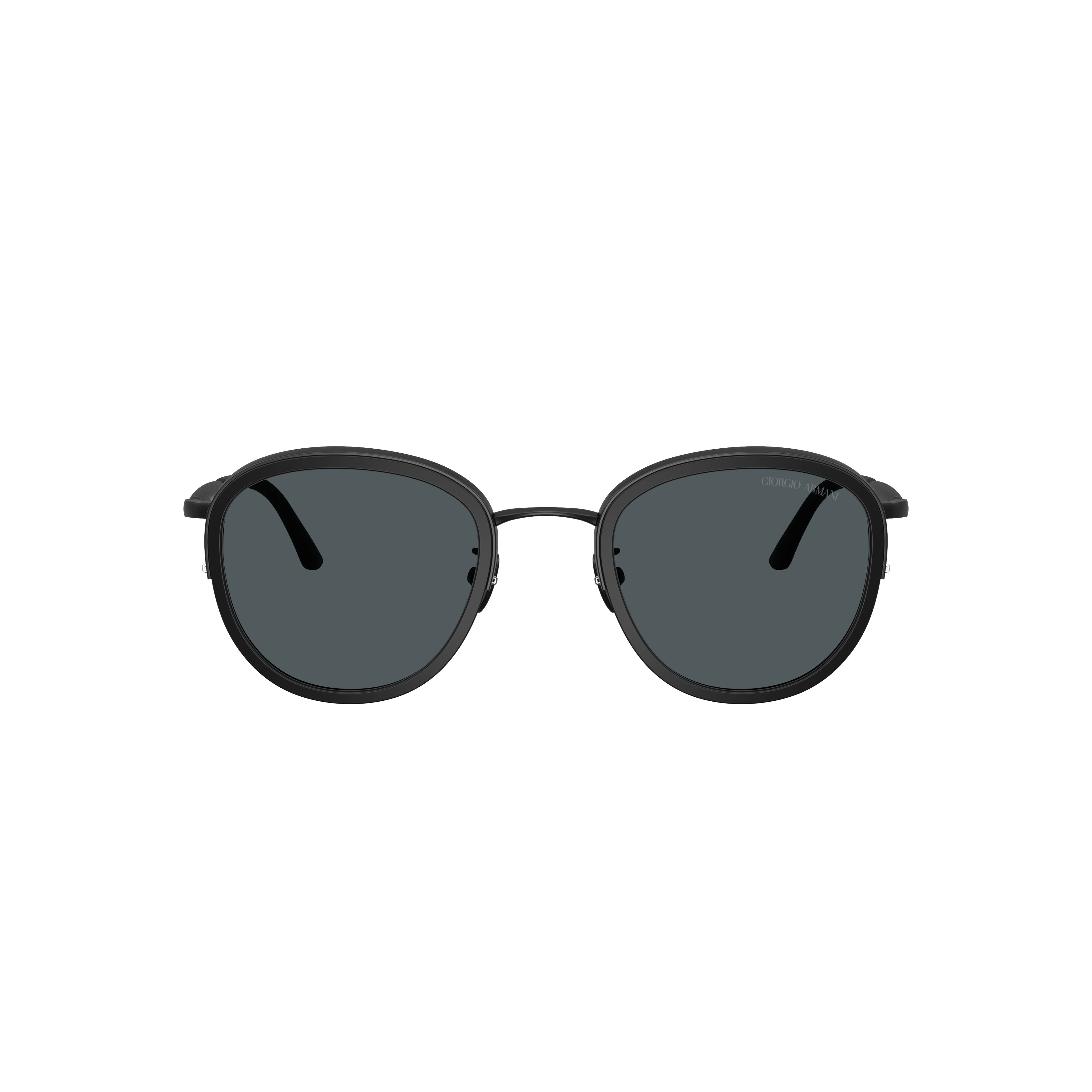 0ar6176 Matte Black Metal Frame Sunglasses with Rounded Lenses